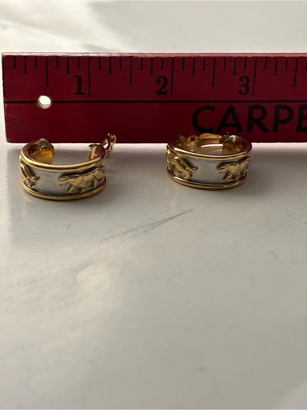 Gold & Silver look panther clip earrings